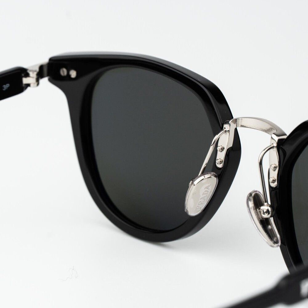 Prada Women Sunglasses Black Green Polarized Oval PR17YS 1AB03R BRAND NEW - Picture 7 of 13